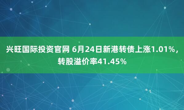 兴旺国际投资官网 6月24日新港转债上涨1.01%，转股溢价率41.45%