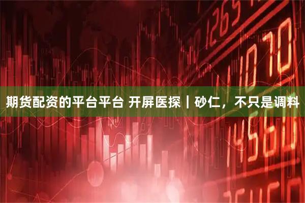 期货配资的平台平台 开屏医探｜砂仁，不只是调料